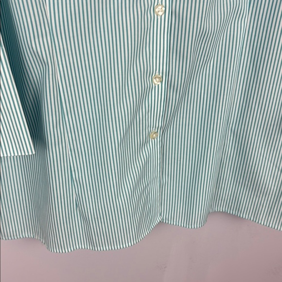 Lands' End Aqua and White Striped Blouse Size 16T - Picture 6 of 10
